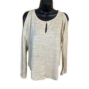 Lucky Brand Long Sleeve Cold Shoulders Beige Women’s Top Size Small